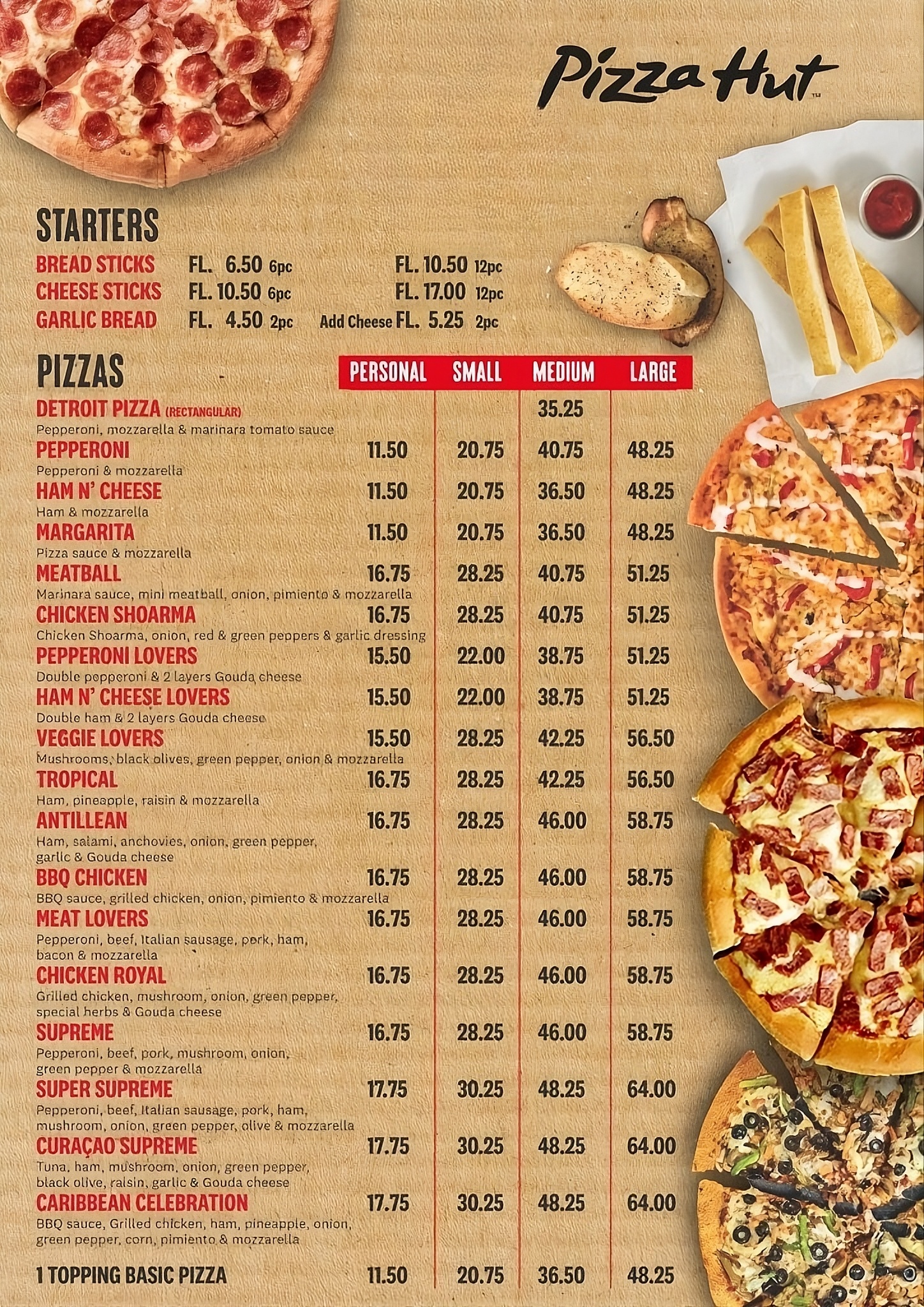 Pizza Hut Menu - Pizzas and Starters
