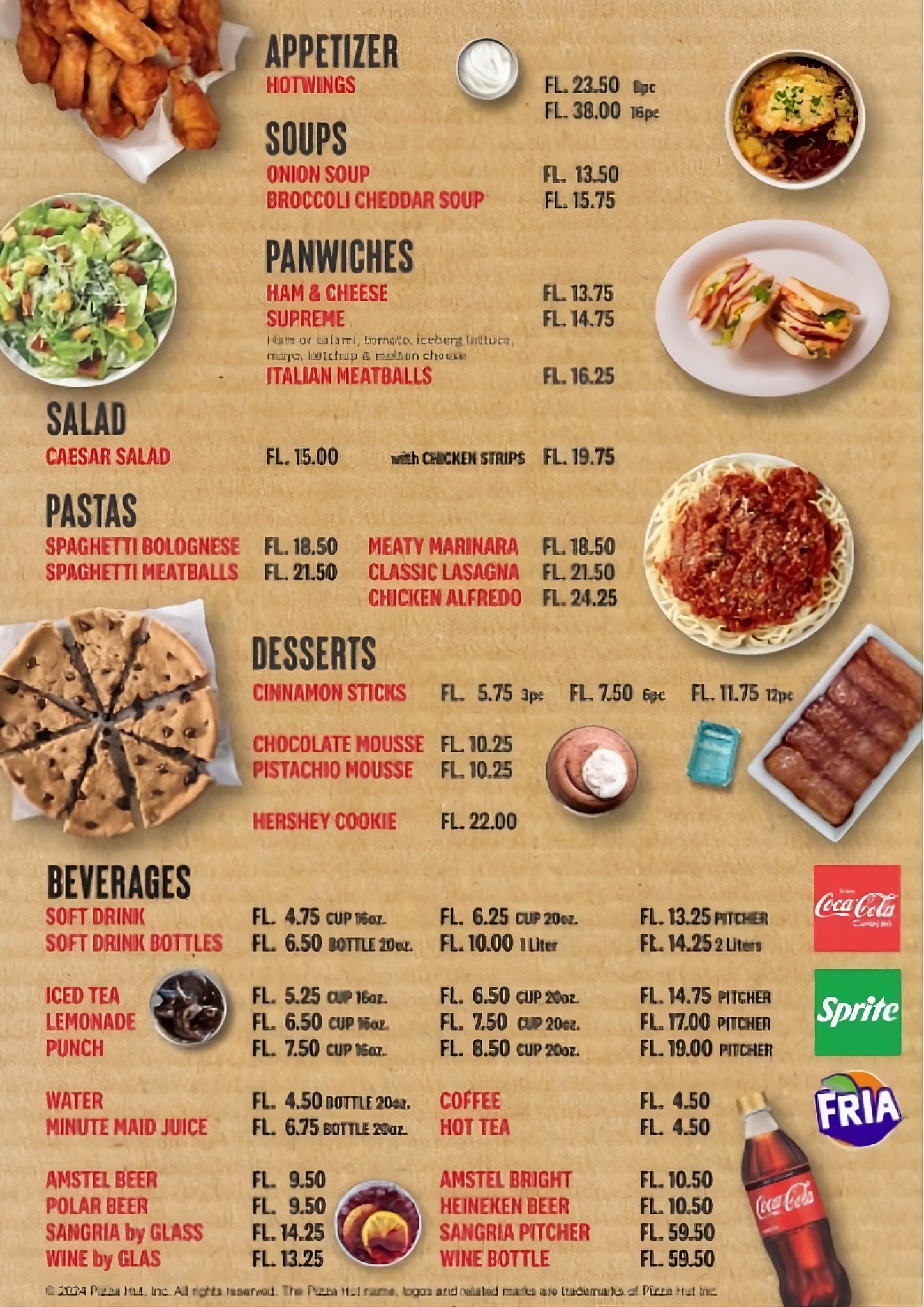 Pizza Hut Menu - Appetizers, Pasta, Desserts & Beverages